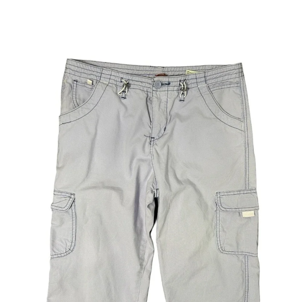 Y2K Light Lavender Cargo Capri Pants Hiking Gorpcore Drawstring Hem 7